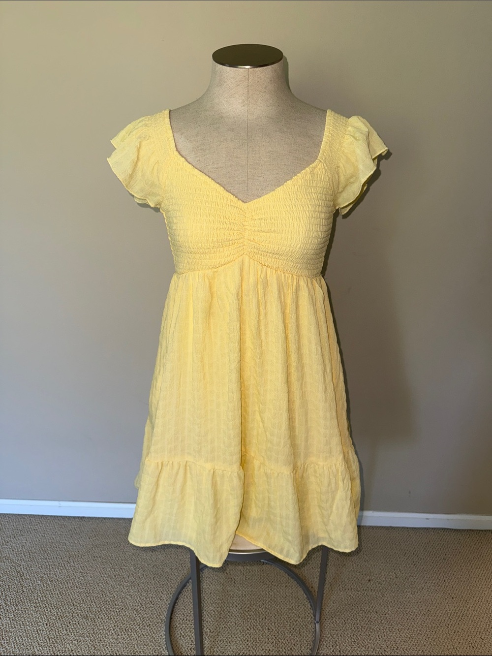Smocked Yellow Ruffle-Sleeve Girls' Dress